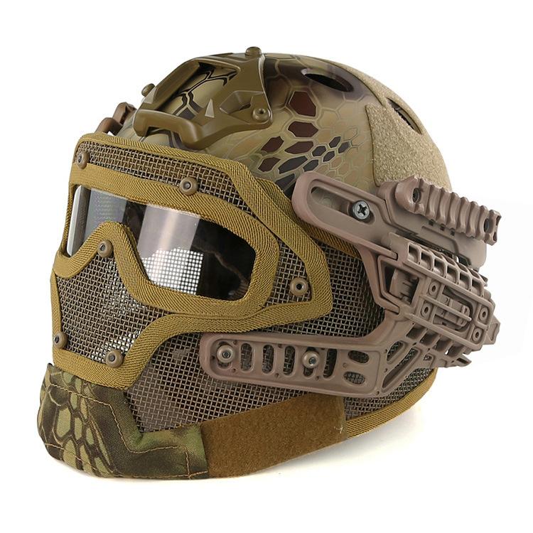 FAST PJ Helmet Mask Integrated Tactical Helmet Head-wrapped Protective Outdoor Cycling Helmet