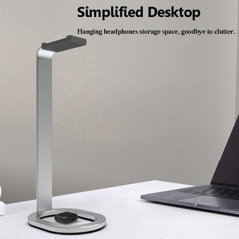 Universal Headphones Stand Aluminum Alloy+Silicone Gaming Headset Bracket Desktop Display Shelf with Anti-slip Base Space Saving