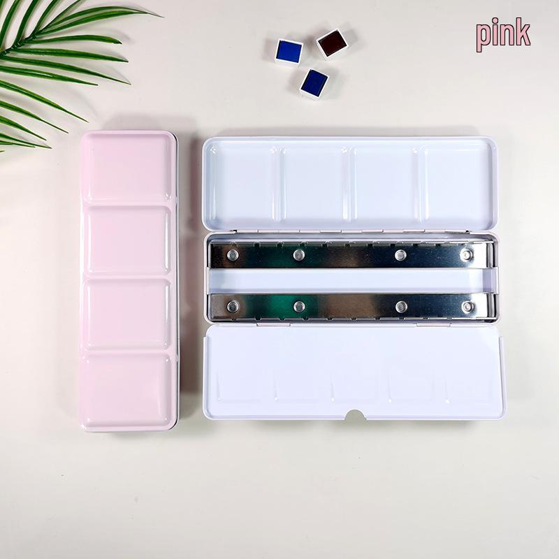 24-Color Tinplate Watercolor Paint Box with Card and Brush Holder