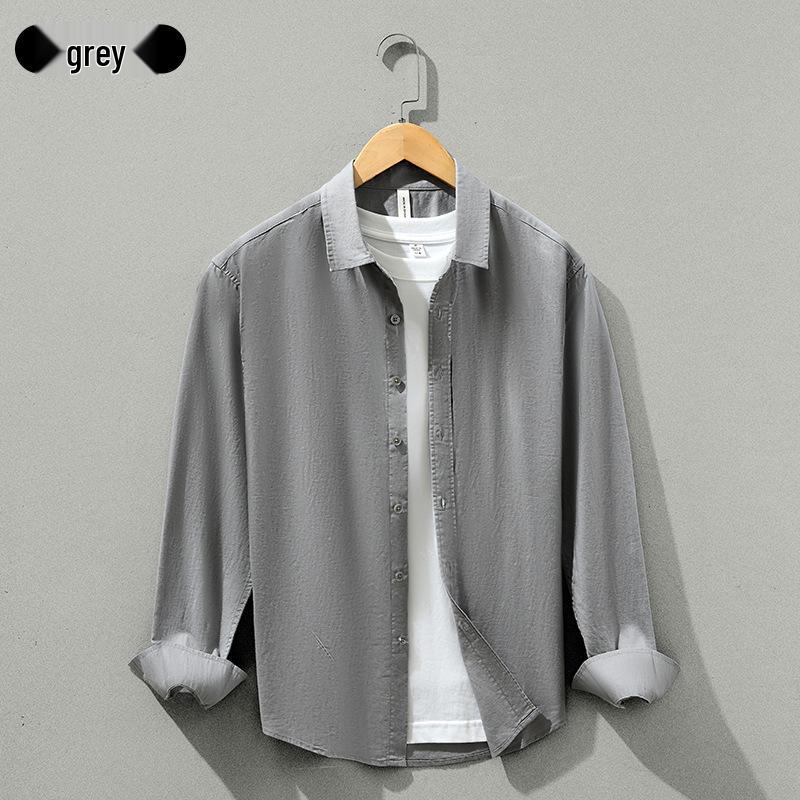 Men's Cotton Linen Long Sleeve Slim Fit Shirt - Spring/Autumn Trendy Casual Wear