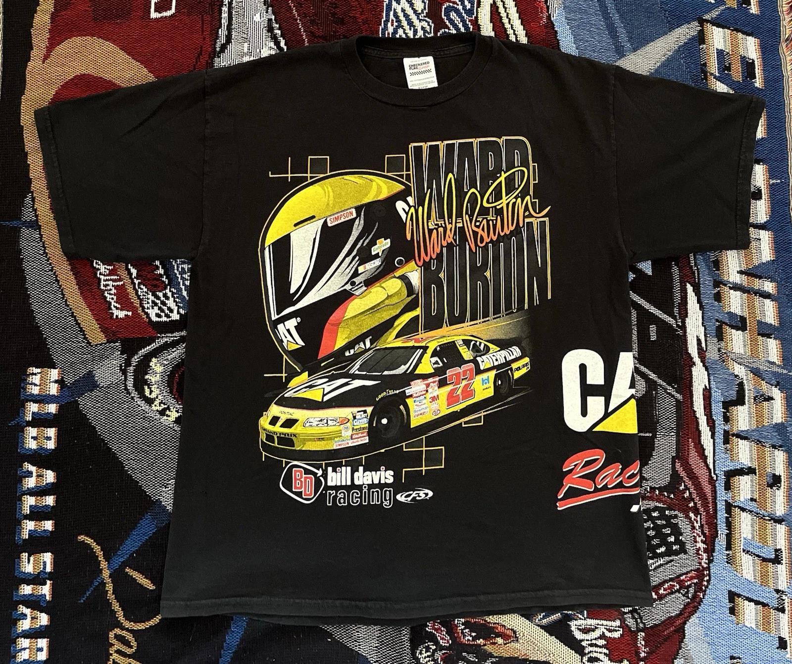 Vintage Ward Burton Cat Racing Nascar Shirt Graphic Print AOP #22 Bill Davis XL M