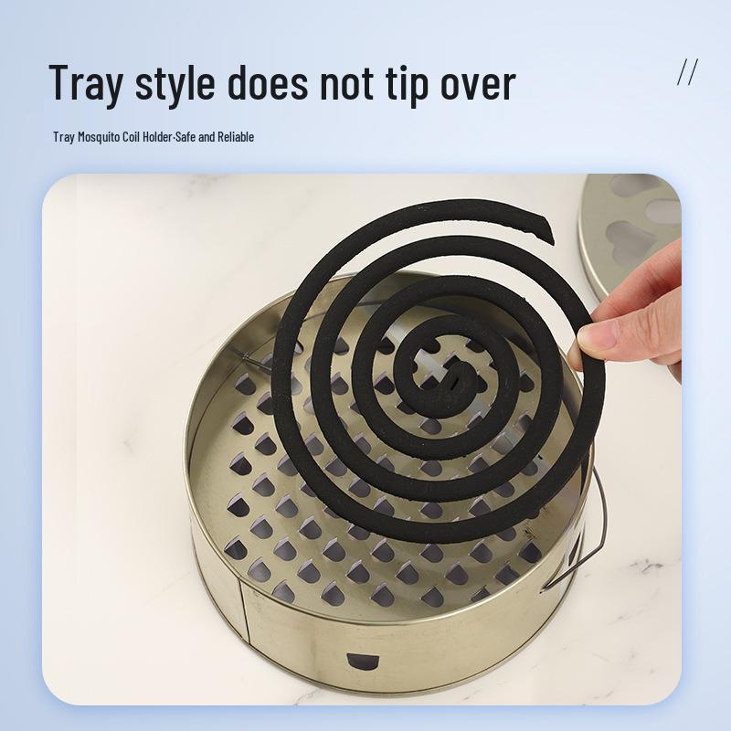 Portable Fireproof Mosquito Coil Holder with Sandalwood Box and Lid - Creative Tray and Ash Catcher for Safe Household Use