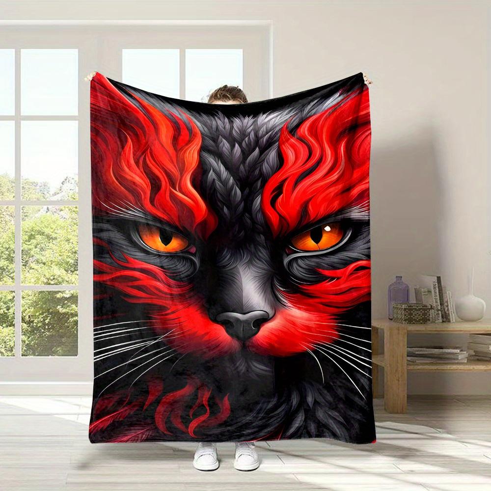 

Festival fluffy cat pattern Flannel printed blanket suitable for all seasons suitable for living room office sofa and travel 75x90cm