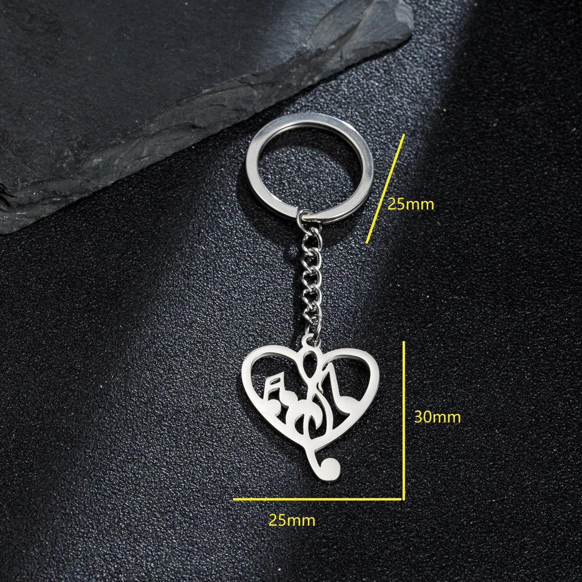 Geometric Love Heart Music Note Pendant Keychain - Versatile Music Series Accessory for Girls