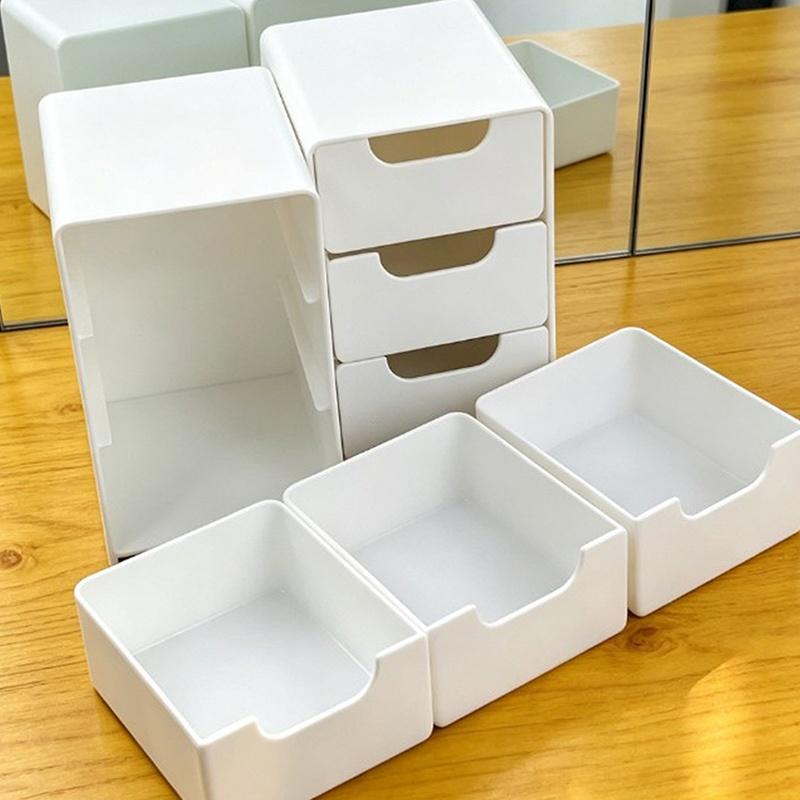 Chic 3-Tier Desk Organizer With Drawers - Ideal For Office Supplies, Jewelry & Cosmetics Storage - Portable Divider Box