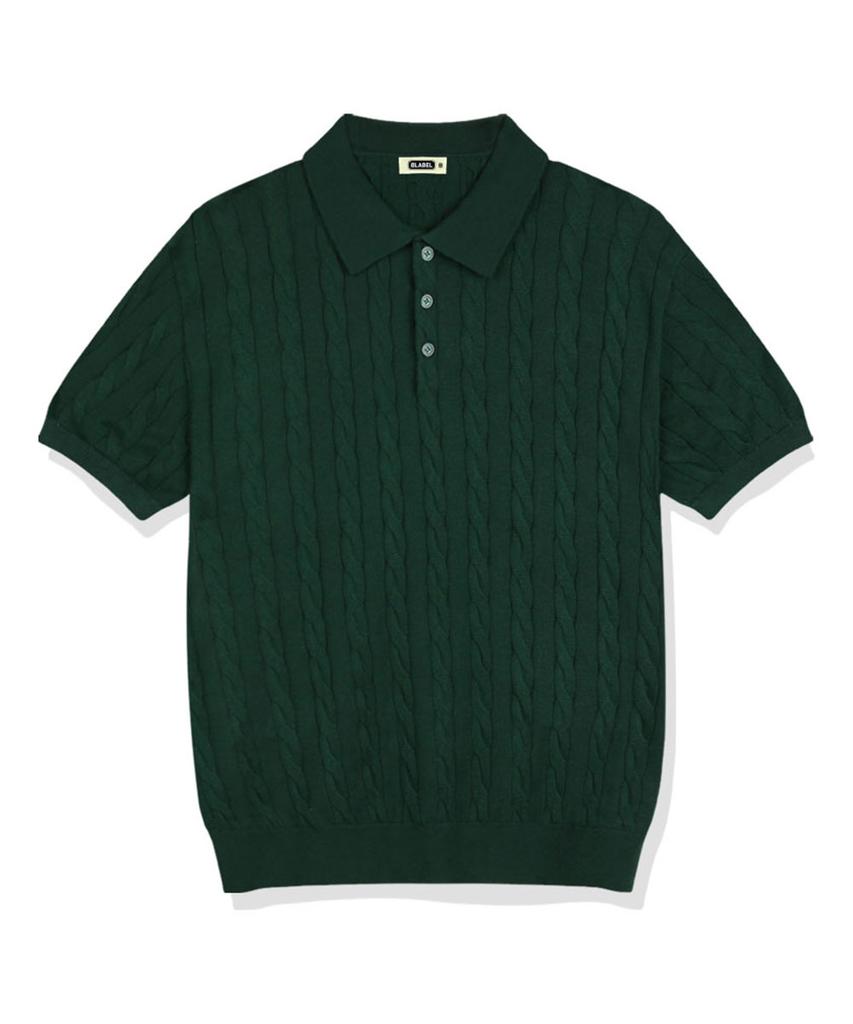 Beijiglabel Oinel Cable Button Collar Short-Sleeve Knit 4 Color [Blsk_1001]