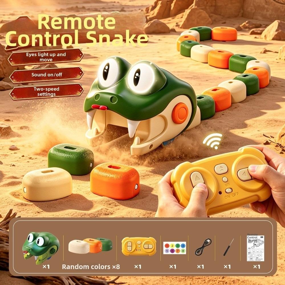 Eyes Rotate Electric Snake Toy Two Speed Modes Magnetic Food Collecting Segmented Body