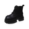 Autumn Thick Bottom Big Head Boots Fashionable and Comfortable Female Real Cowhide Short Lace-up Biker Boots