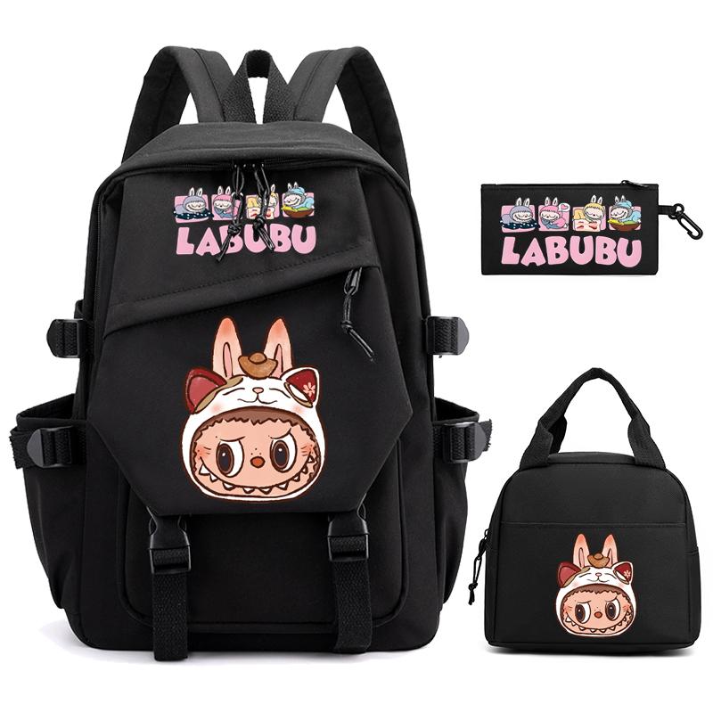 3Pcs/set Cute  Printed Backpack Pencil Case Lunch Bag Teenager Student Girl Boy Schoolbag Women Travel Laptop Bag Mochila