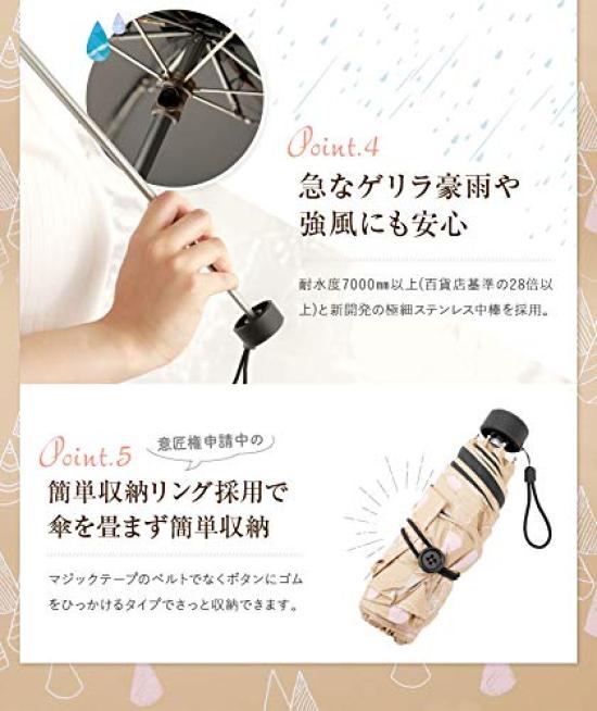 The smallest folding micro parasol with a teepee UV and suitable for both sunny and rainy world's 5-section pattern, 99.99% protection, days. Pink.