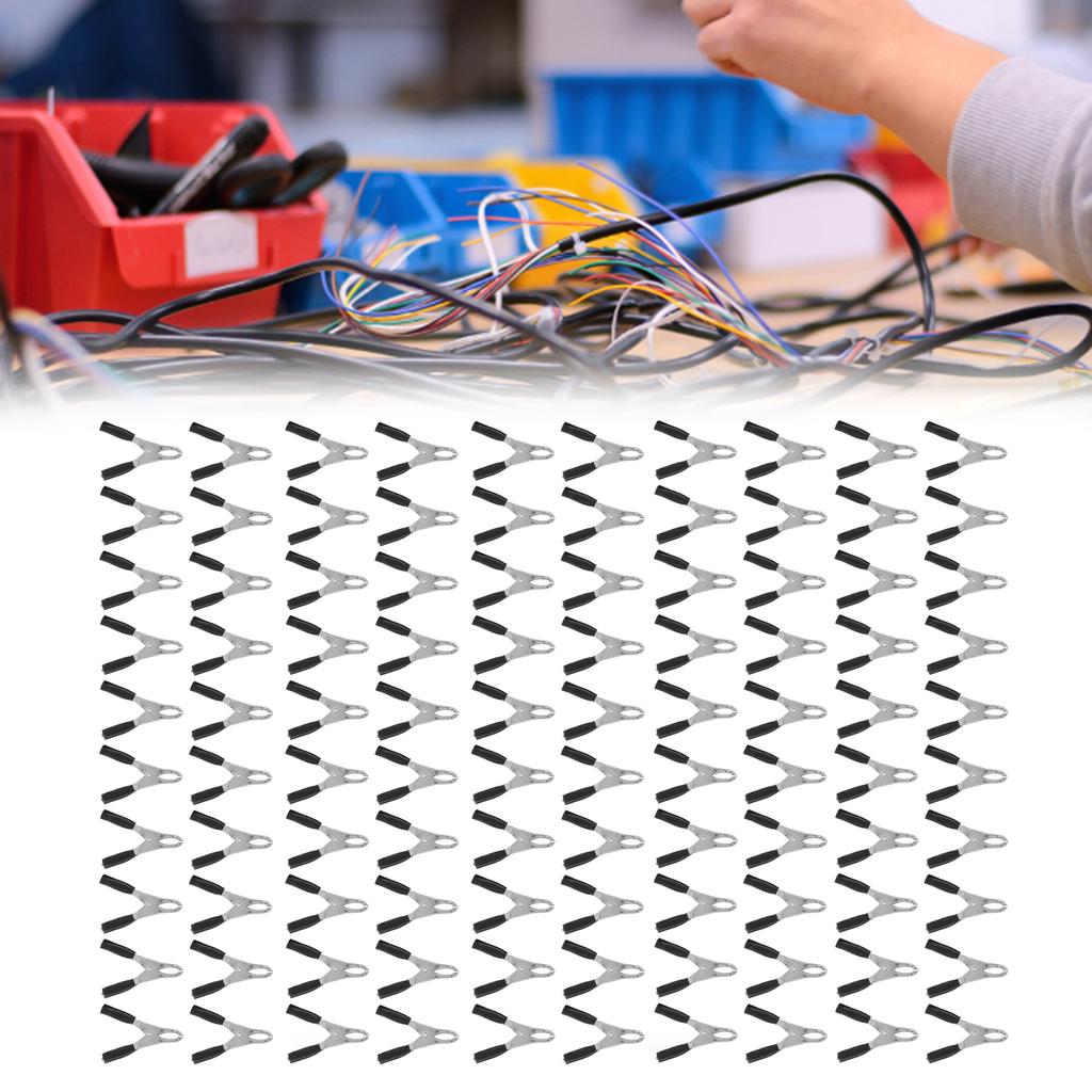 100PCS Insulated Clip 20A High Accuracy Process Elasticity with PVC Insulating Shth for Experimental Test Wire