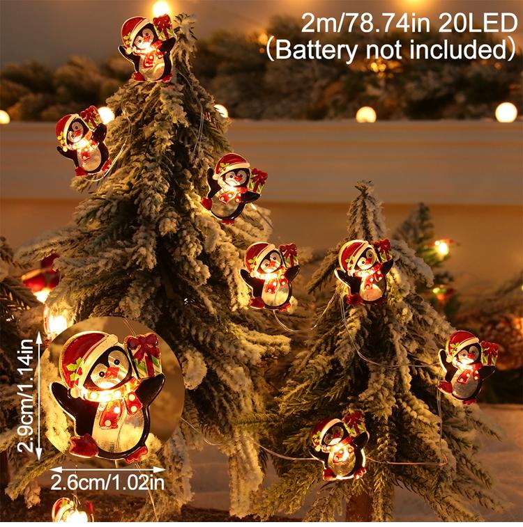 2M 20LED Santa Claus Snowman Elk Garland Lights String Christmas Decorations for Home 2025 Xmas Tree Ornaments Navidad New Year