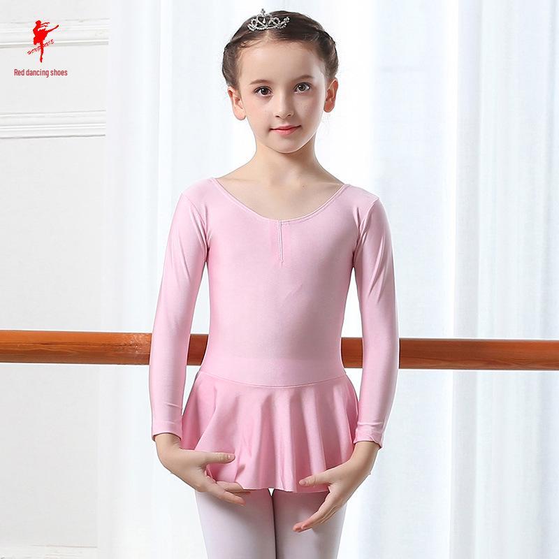 Rotes Ballett-Kostüm für Kinder mit Spandex-Ärmeln - Trikot-Stil Rock 5109