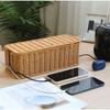Hand-Woven Imitation Rattan Cable Organizer Box 2/3/5 Open Slot Well-ventilated Charging Station Storage Box Rustic Style