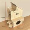 Golden Silk Hamster Villa: Interactive Wooden House with Platform, Climbing Ladder, and Hiding Spots - Complete Set for Landscaping.