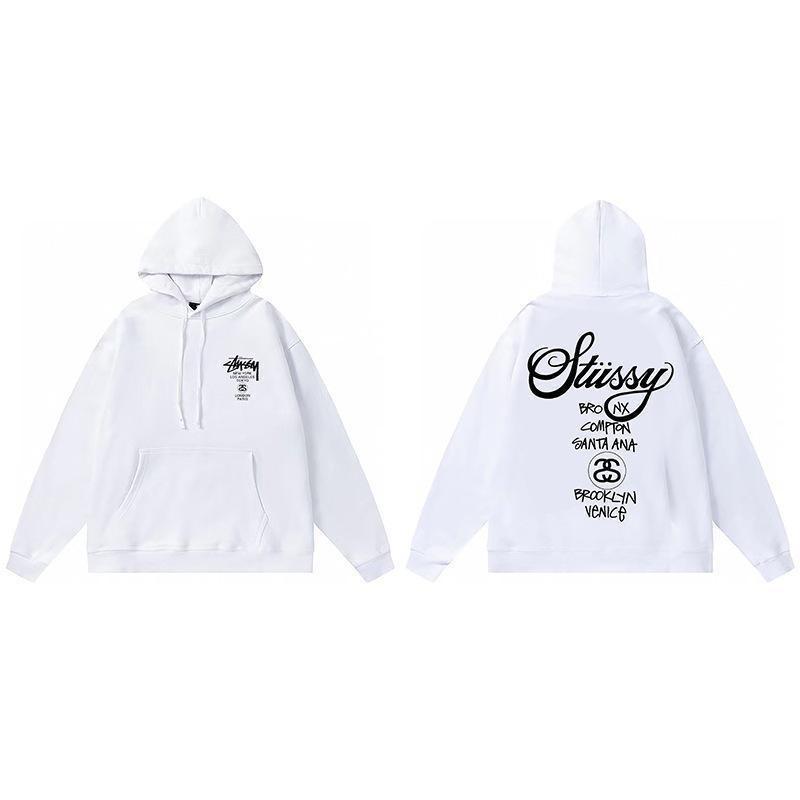 Stussy Mens Hooded Sweatshirt Casual Loose Fit Streetwear Printed Pullover