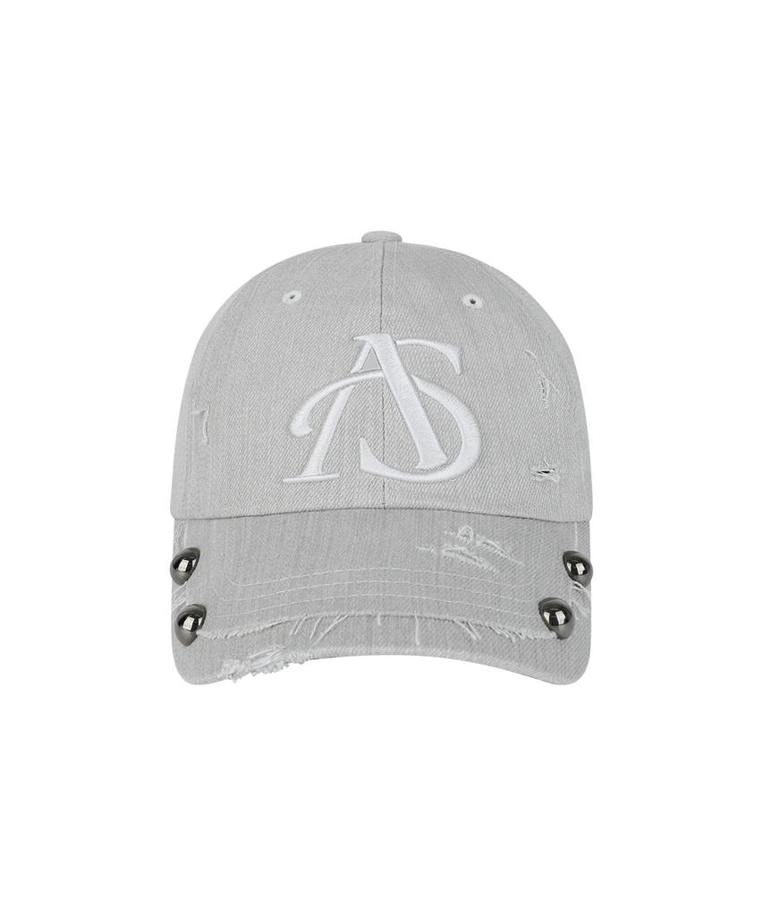 Aejeuyua Damaged Studded Ball Cap Grey
