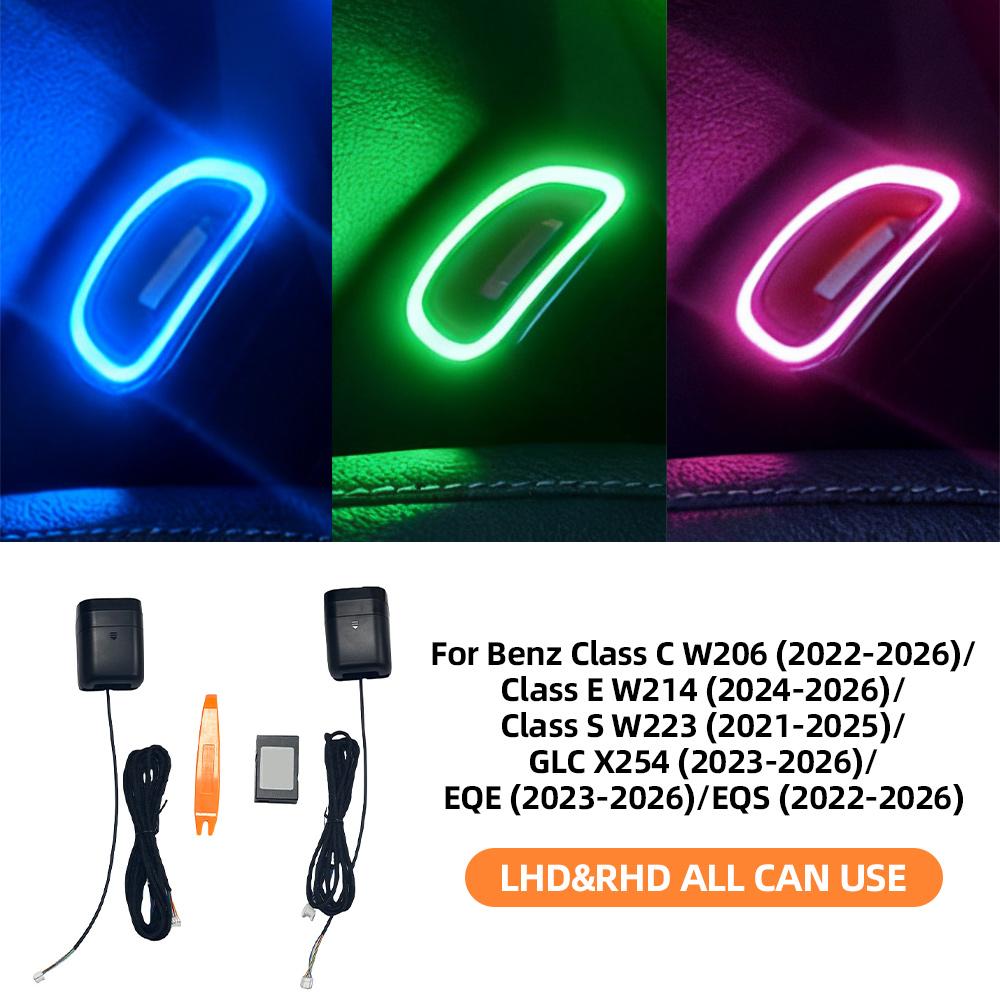 Car Seat Belt Control Remote Ambient Lamp For Mercedes Benz C E S Class W206 W214 W223 GLC X254 EQE EQS -2026 LED RGB Trim