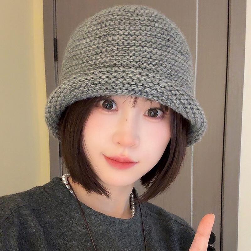 Mei Wan Er Chunky Knit Rolled Brim Bucket Hat E-305