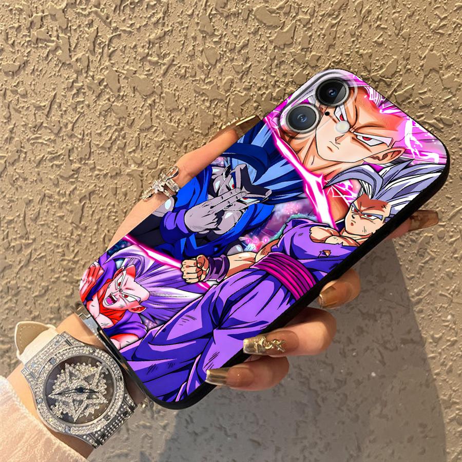 Black Soft Phone Cover Case for iPhone 15 16 14 Plus XR 17Air XS Max 13 12 11 17 Pro Max 7 8 Dragon Ball Son Gohan