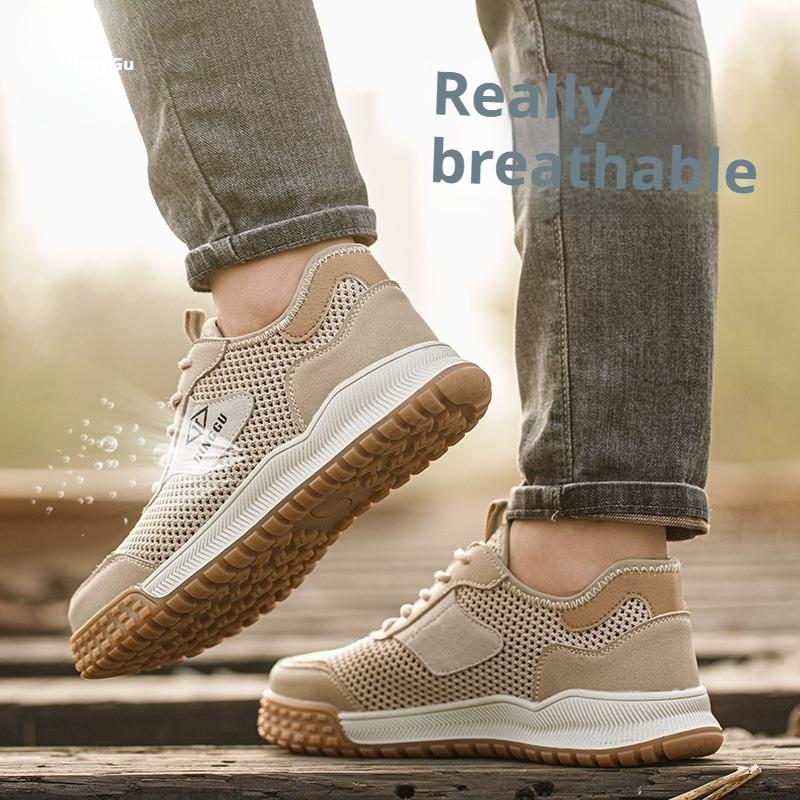 Summer Safety Construction Shoes Breathable Work Shoes with Mesh Work Boots with Steel Toe Cap Lightweight Work Sneakers for Men