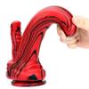 Rotschwarzer Silikon-Monsterdildos, Fantasie-Pferde-/Hundedildo mit Knoten, riesiger Schwanz, dicker Analpenis mit starkem Saugnapf