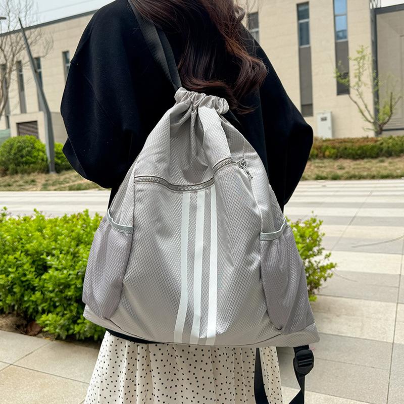 Fashionable Simple Diamond-shaped Dark Pattern Sports Yoga Backpack Outdoor Picnic Basketball Casual Drawstring Backpack