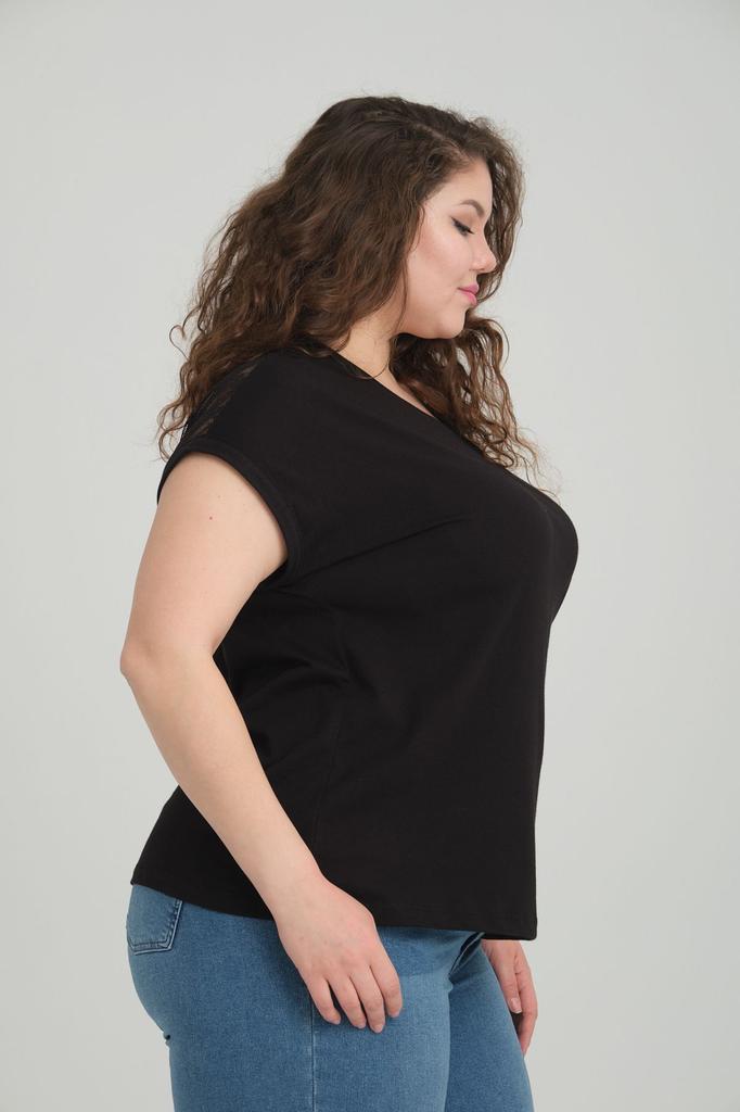 Women's Style Big Size T-Shirt Black Plus Size T-Shirt