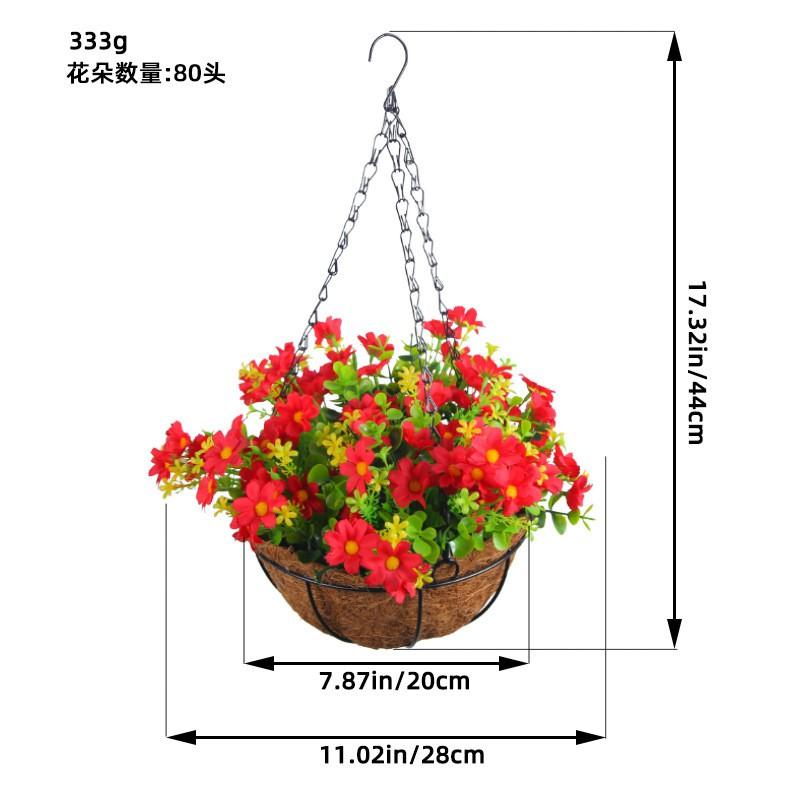 Artificial Flower Hanging Basket With Bow Decor Woven Fabric Floral Wall Home Interior Modern Dcor