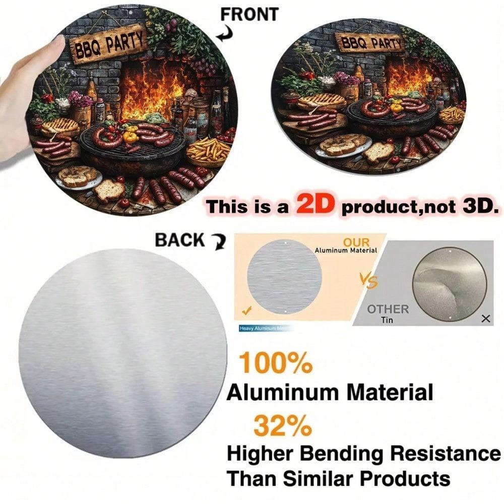 Wolvor 8-calowy Znak Ścienny BBQ Metalowa Sztuka Kuchenna Zewnętrzny Grill Impreza w Ogrodzie Prezent na Parapetówkę