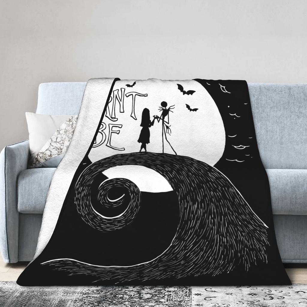 The Nightmare Before Christmas Flannel Blanket Jack And Sally Throw Blankets for Bed Sofa Couch 200x150cm Rug Piece,