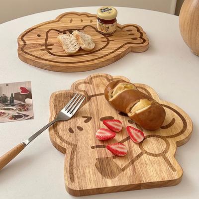 Schneidebrett mit Cartoon-Motiv, Kawaii-Holzbrett, Zimtschnecken-Mädchen-Kinderbrot-Frühstücksteller, Obst-Dessertteller