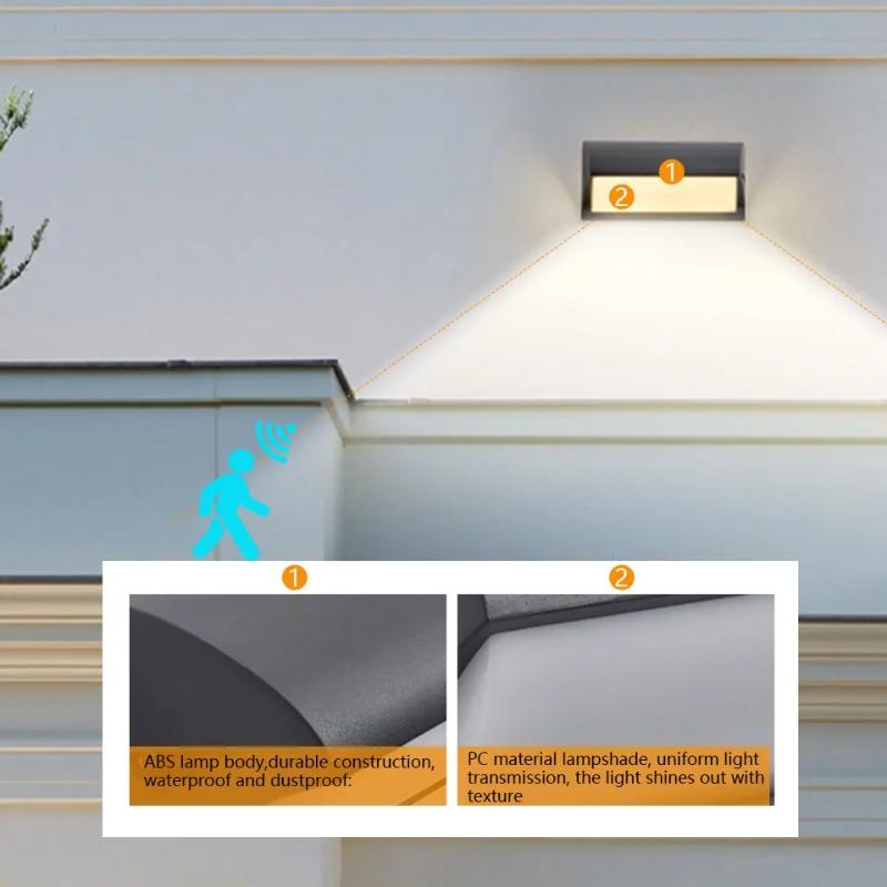 LED Motion Sensor Outdoor Wall Light IP65 Waterproof Modern Porch Lamp for Patio Balcony Garden Courtyard Entryway Lighting