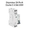 Disjoncteur 2A Ph+N courbe C 4.5kA 230V