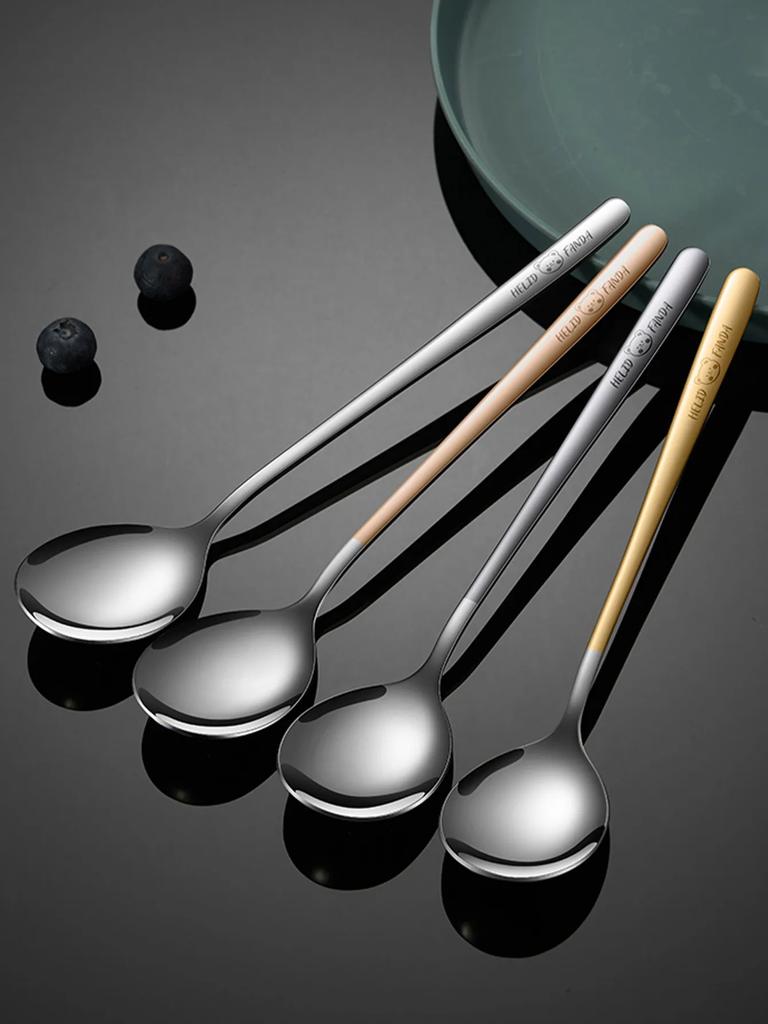 VERDTKJØP 316 rustfri stålskje Husholdningsservise Langskaft suppeskje Koreansk stil skje Kjøkkenøse Rundhodeskje