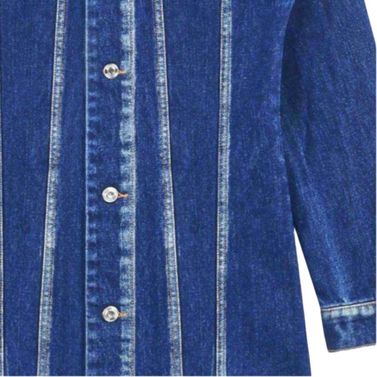 WE11DONE Single Button Pocket Shoulder Flap Denim Jacket Women jackets Blue WD-DJ3-22-337-W-BL