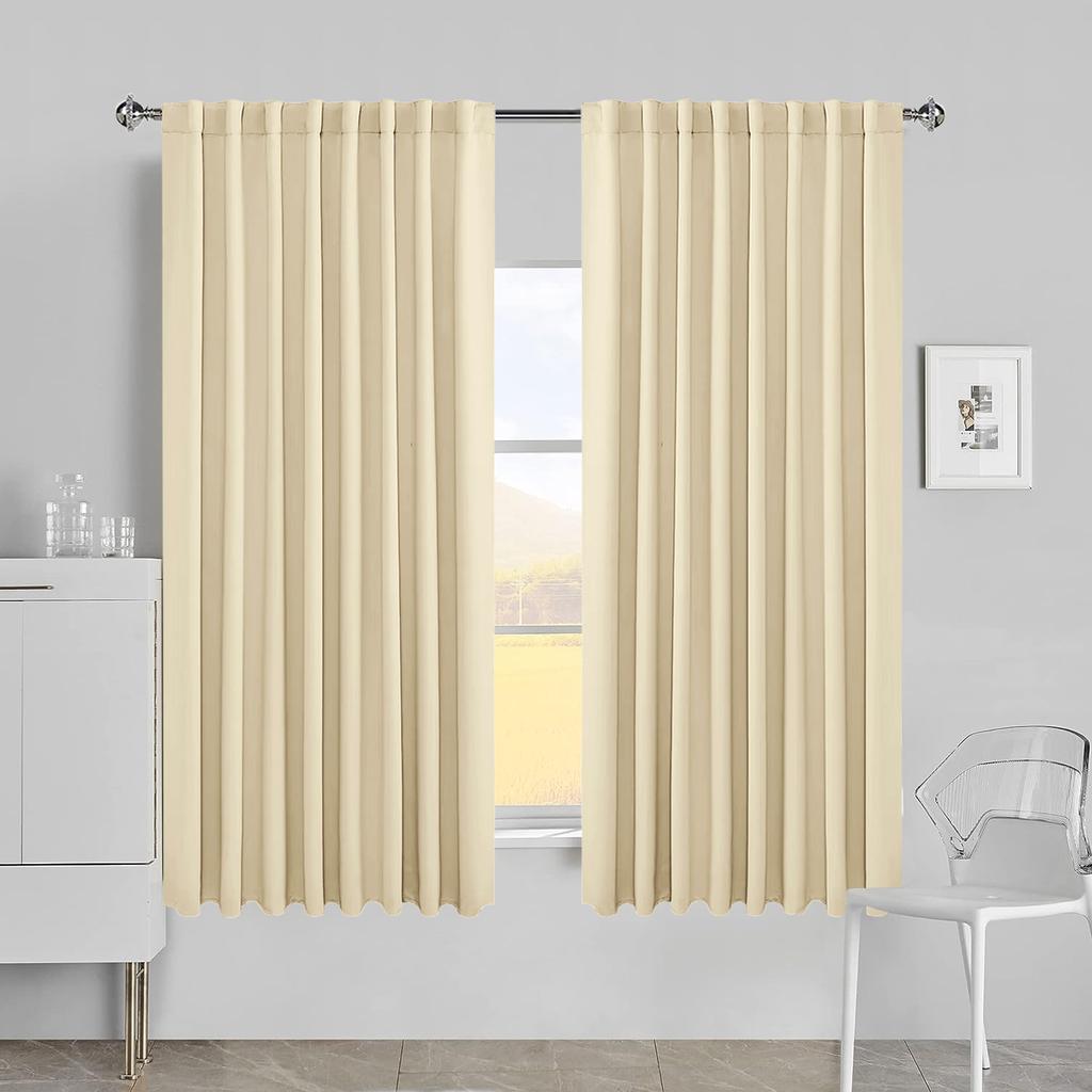 Blackout Curtains for Living Room Darkening Functional Heading Solid Bedroom Curtains Ready-made Thermal Insulated Window Drapes