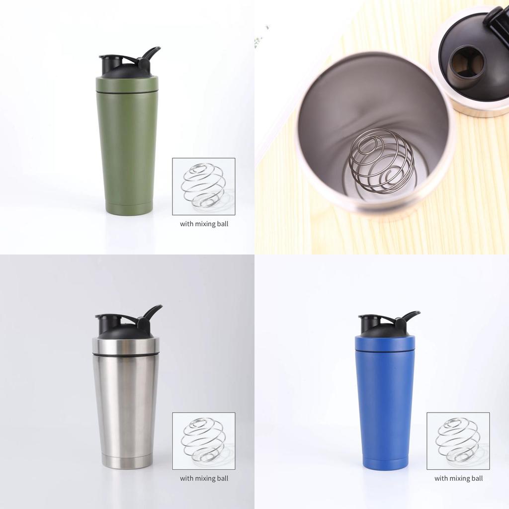 Double Layer Stainless Steel Shaker Bottle With Mixer Ball For Fitness Enthusiasts