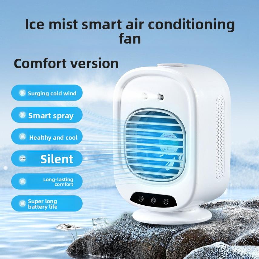 Portable Mobile Air Conditioner Spray Fan For Car And Office Desktop, Usb Rechargeable Small Cooler