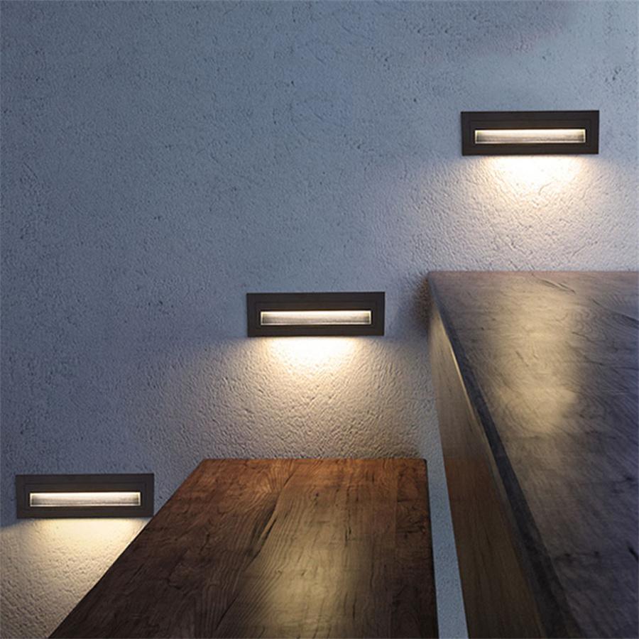 Thrisdar Waterproof LED Wall Light Led Step Stair Lights Outdoor LED Footlight Recessed Corner Lamp Exterior Garden Night Light
