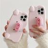 Fun 3D Pink Saliva Pig Nose Invisible Bracket Case For For Iphone 13 14 1 16 17 Pro Max Cute Creative Holder Stand Shockproof Cover