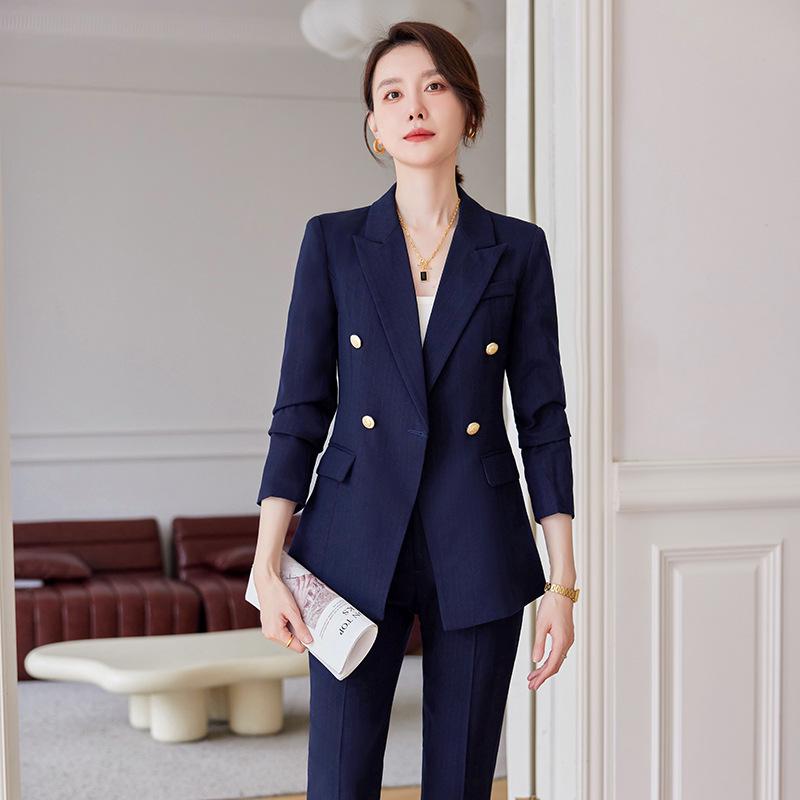 Women's Professional Black Suit Set for Interviews and Work - Formal Spring/Autumn Style
