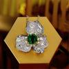 Luxury Female Crystal White Green Stone Pendant Necklace Vintage Silver Color Wedding  For Women