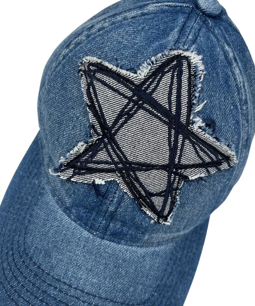 SK8ER ROCK Doodle Stern Washed Denim Baseballkappe (blau)