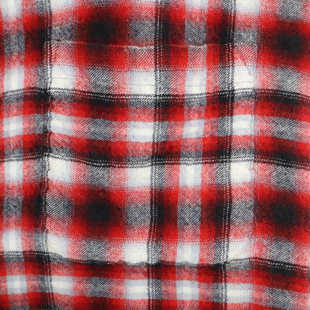 Game and Lake 50s 60s Open collar Vintage box silhouette Ombre Check Pattern Long sleeve Flannel shirt Men's Used