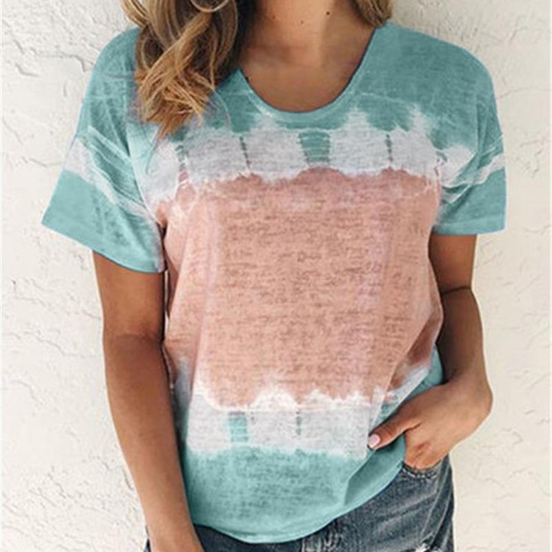 

GMXIA Женские модные повседневные летние свободные блузки и рубашки с коротким рукавом и круглым вырезом 5XL baby голубой