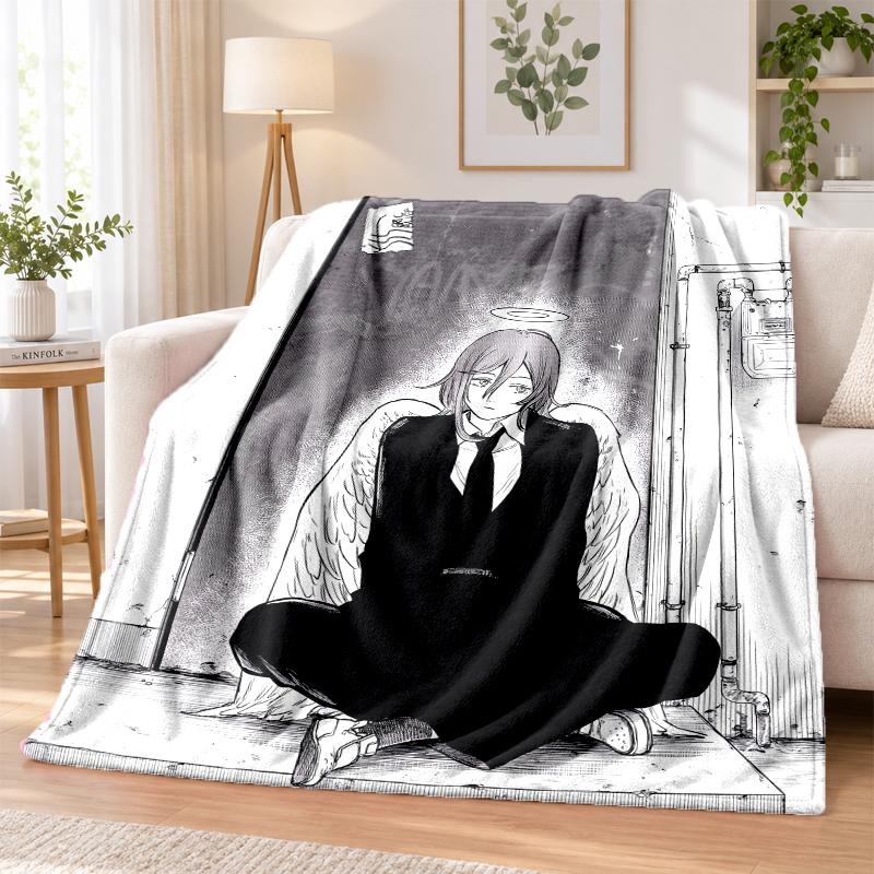 Chainsaw Man Flannel Throw Blanket Soft Warm Cozy For Sofa Bed Indoor Home Bedroom Use