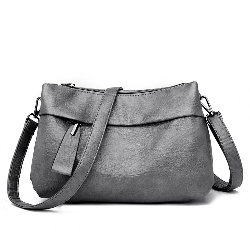 Трехслойные женские сумки на плечо большой вместимости, однотонные простые женские сумки-мессенджеры из мягкой кожи, легкие маленькие сумки в стиле ретро