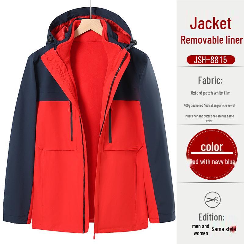 Au Li Rong Windproof Jacket: Customizable with Logo Embroidery, Detachable, Plus Velvet for Workwear