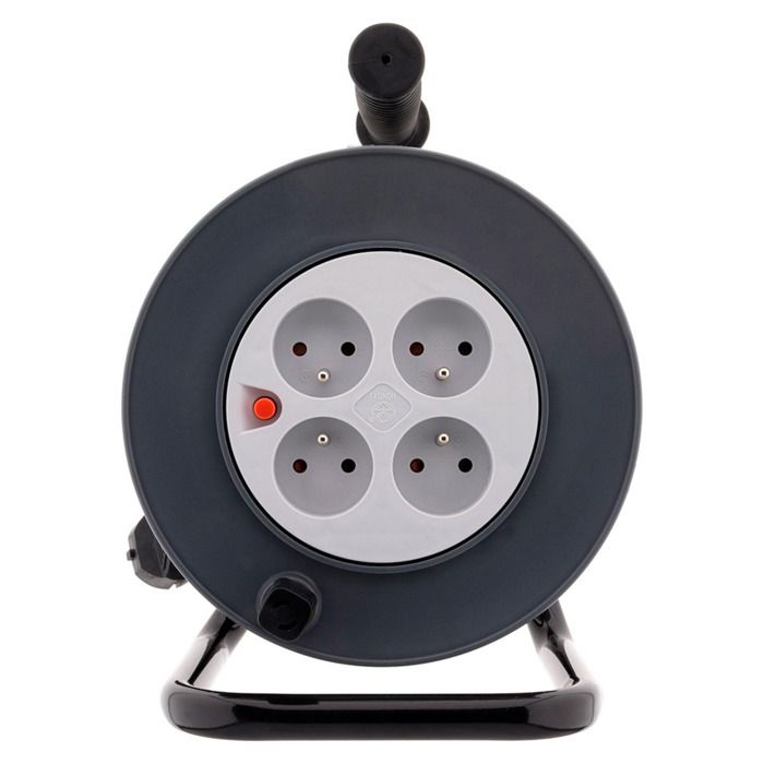 Enrouleur 4 Prises H05VV-F 3G1mm² 25m + Coupe-circuit - Noir - Zenitech